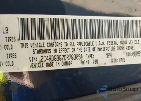 2013 Dodge Grand Caravan Se из США, поврежденный, VIN 2C4RDGBG7DR763031